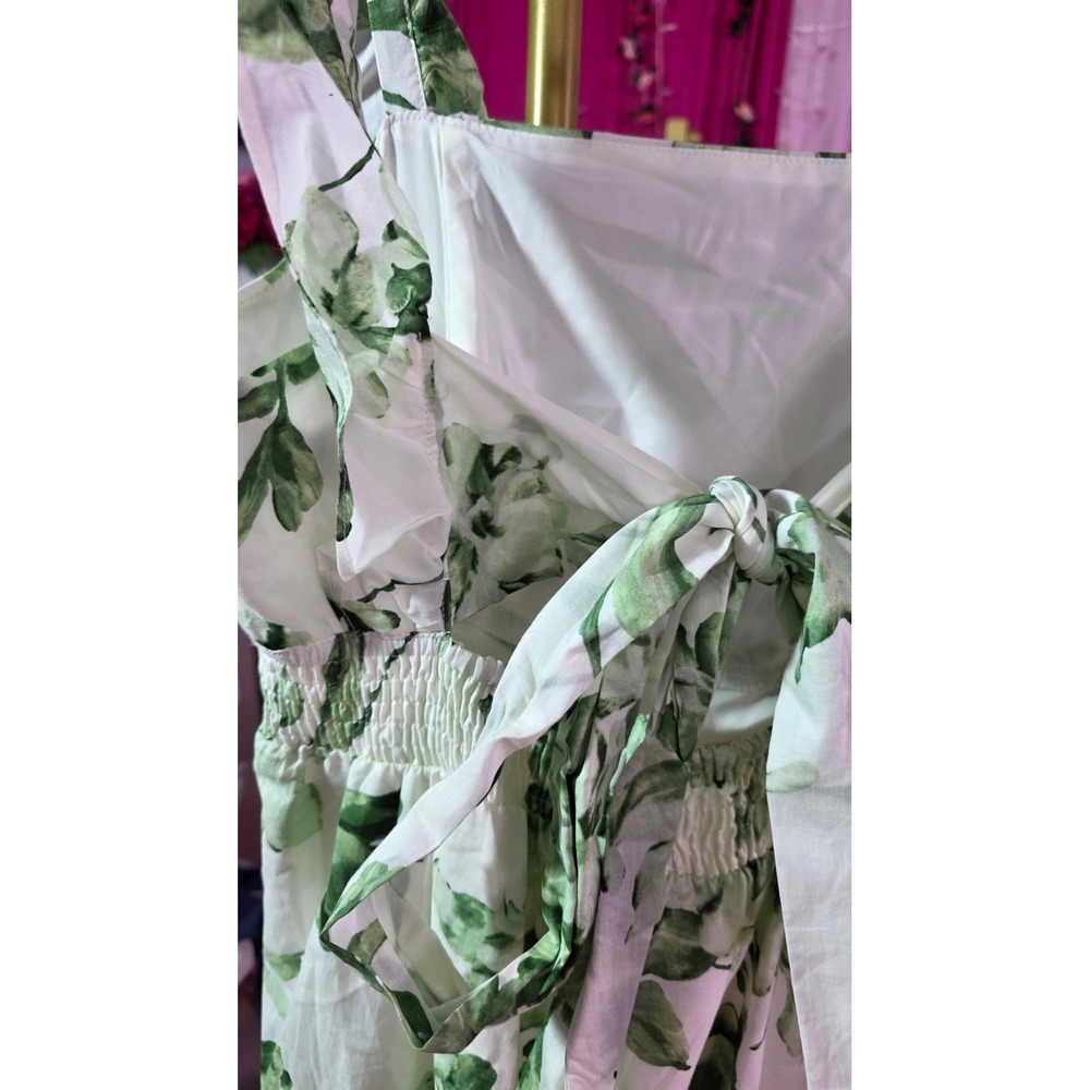 Taylor Green Floral Wide Leg Jumpsuit Ruffle Strap Cotton Womens Size Medium - Picture 13 of 13